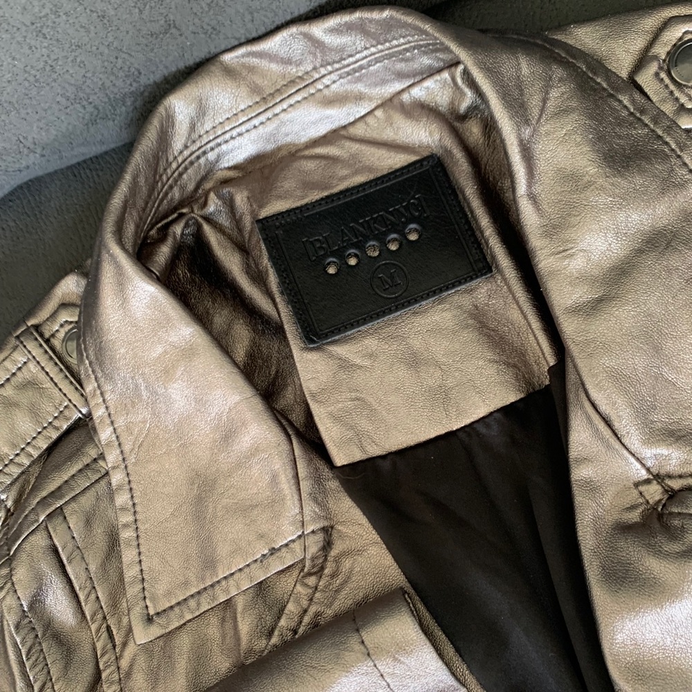 BLANK NYC Gold Metallic Moto Jacket - Picture 3 of 10